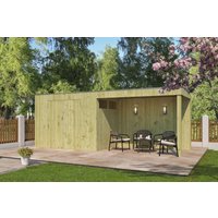 26 % billiger: Gartenhütte Modell QBV3-Line 5,90 m² + 300 cm Anbau 6x3m