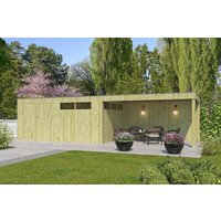26 % billiger: Gartenhütte Modell QBV-Line 14,90 m² + 400 cm Anbau 6x4m