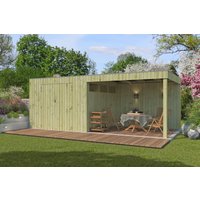 26 % billiger: Gartenhütte Modell QBV-Line 8,88 m² + 300 cm Anbau 6x5m