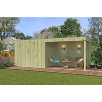 26 % billiger: Gartenhütte Modell QBV-Line 5,90 m² + 300 cm Anbau 6x3m