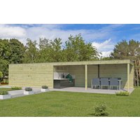 26 % billiger: Gartenhütte Modell QB-Line 15,30 m² + 600 cm Anbau 6x3m