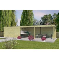 26 % billiger: Gartenhütte Modell QB-Line 12,60 m² + 600 cm Anbau 6x3m
