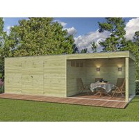 26 % billiger: Gartenhütte Modell QB-Line 12,60 m² + 300 cm Anbau 6x3m
