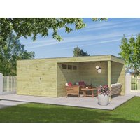26 % billiger: Gartenhütte Modell QB-Line 9,00 m² + 300 cm Anbau 6x5m